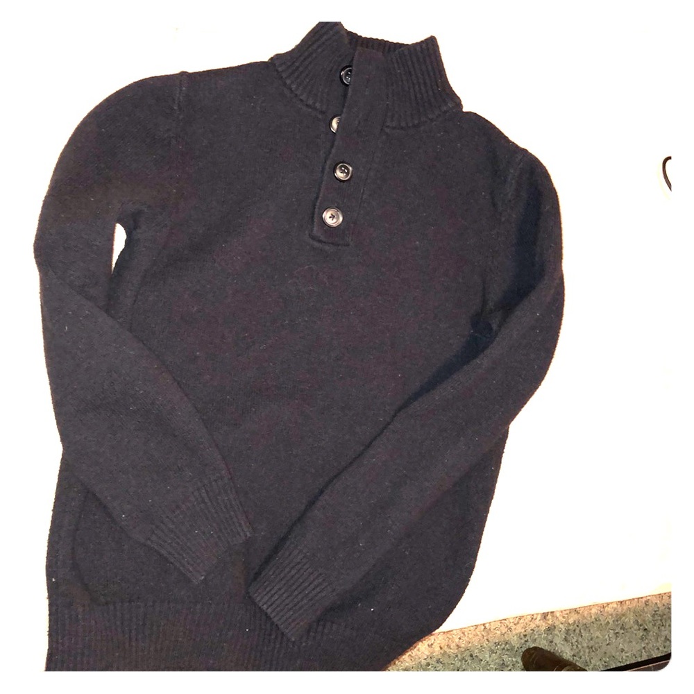 Black Shawl Button Collar Sweater